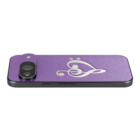 Purple Glitter Musical Heart Google Pixel 9 Skin